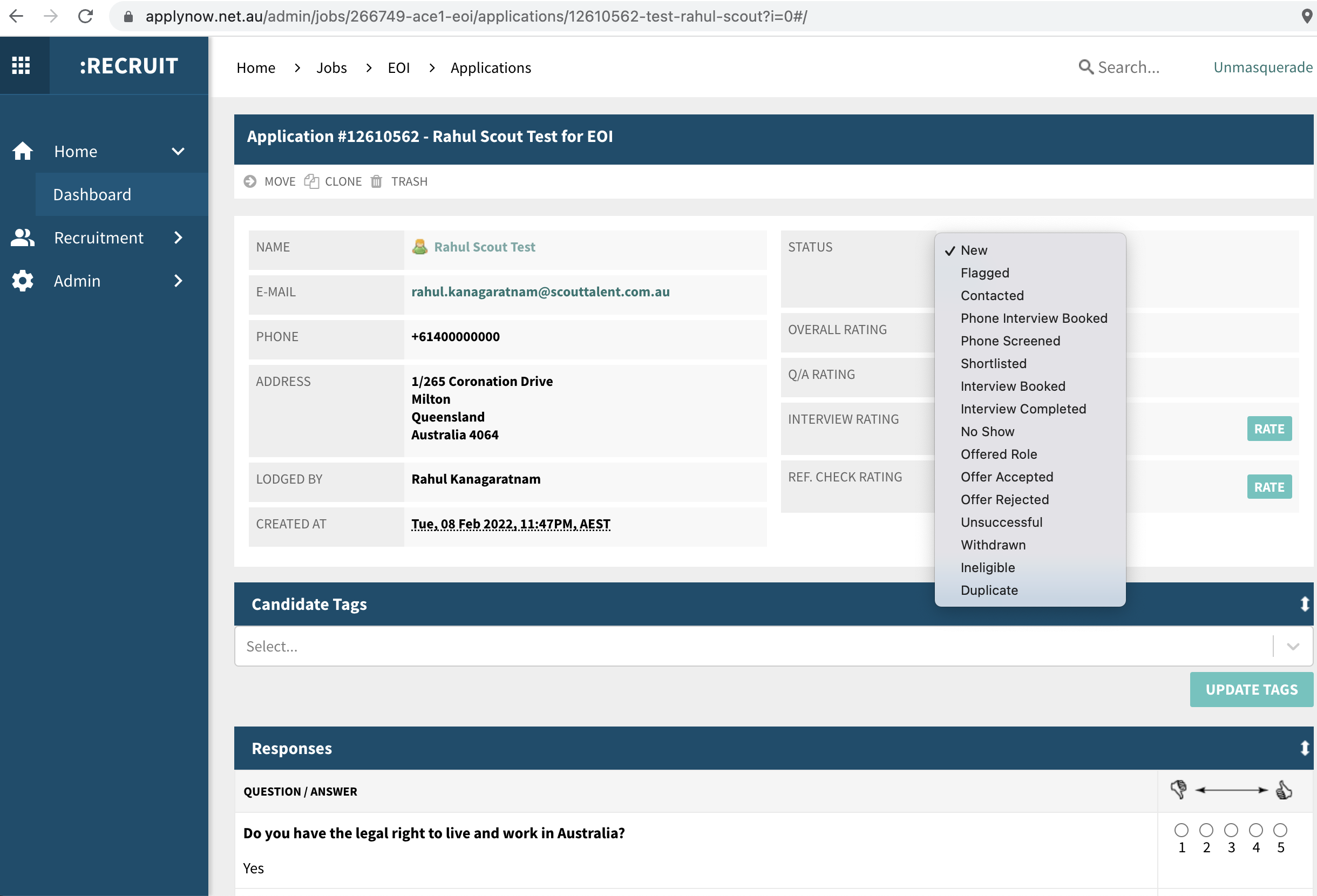 Use candidate statuses to create workflow visibility