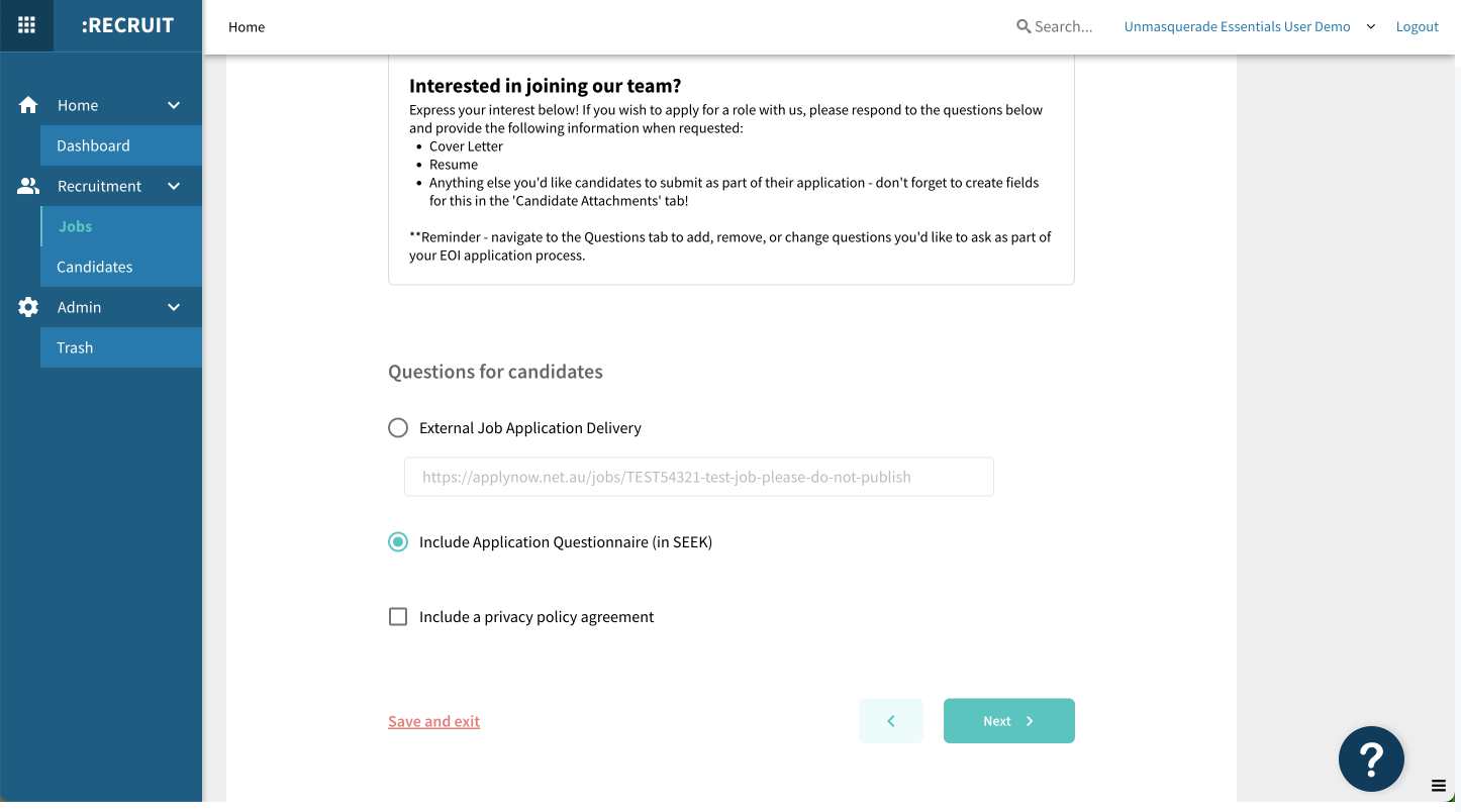 Leverage our SEEK integration to include screening questions in your job ads online
