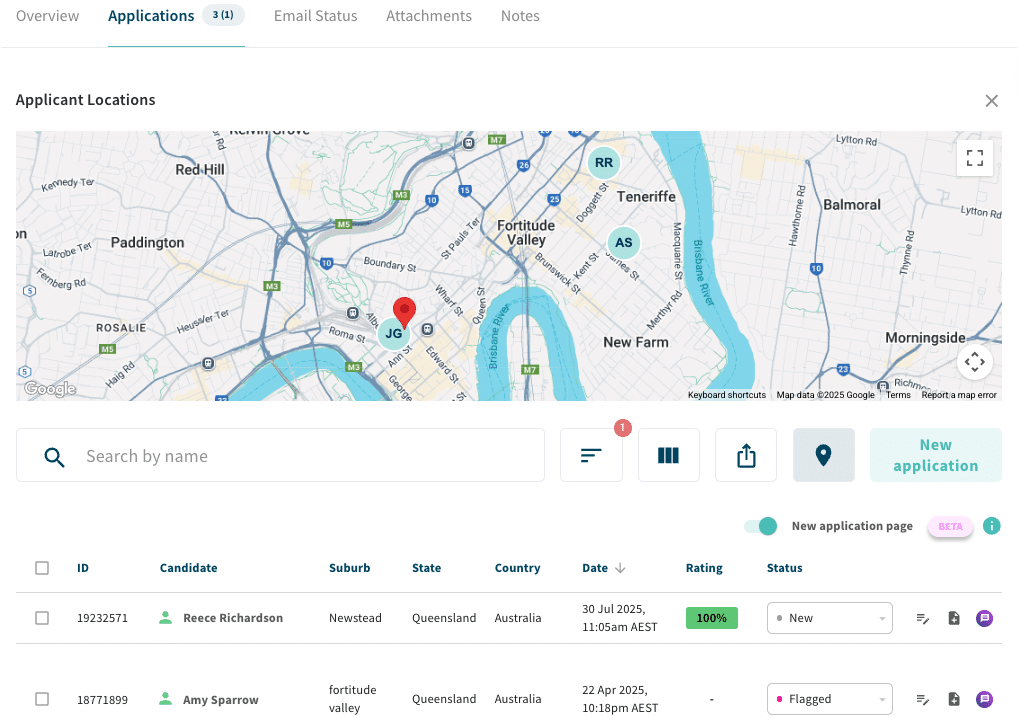 Candidate Map feature view