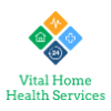 Logo for Vital Home Health Services: four colored diamonds forming a larger diamond with small service icons and the company name in green