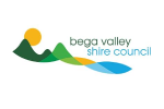 Bega Valley Shire Council logo with a yellow sun above green hills and blue water, and the council name.