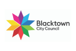 Blacktown City Council logo featuring a multicolored starburst symbol beside the text 'Blacktown City Council'.