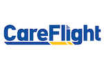 CareFlight logo featuring blue text with a yellow underline accent