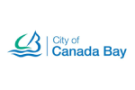 City of Canada Bay logo featuring a teal wave icon and blue text