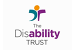 Logo for The Disability Trust featuring a colorful abstract figure above the text 'The Disability Trust'.