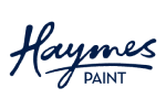 Haymes Paint logo in blue script with 'PAINT' beneath it.