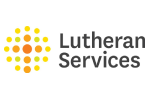 Lutheran Services logo with an orange dot emblem to the left and the name to the right.