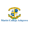 School crest for Marist College Ashgrove (blue and gold shield with banners).