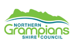Northern Grampians Shire Council logo with green mountains and blue lettering on white background.