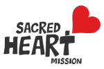 Sacred Heart Mission logo with dark text and a red heart icon.