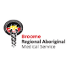Logo for Broome Aboriginal Medical Service featuring a caduceus with Aboriginal flag and the organization's name