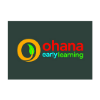 Ohana Early Learning logo: orange 'ohana' text with green 'early learning' beside a multicolor circular emblem on a dark green background.
