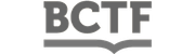 BCTF logo with bold letters and a stylized open-book underline beneath them on a white background.
